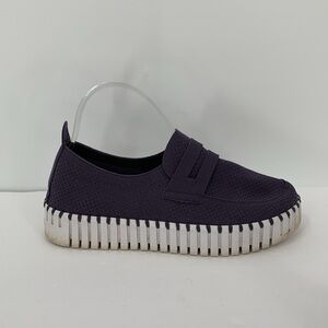 Ilse Jacobsen Tulipu penny loafer shoe navy blue white platform comfort 40 10